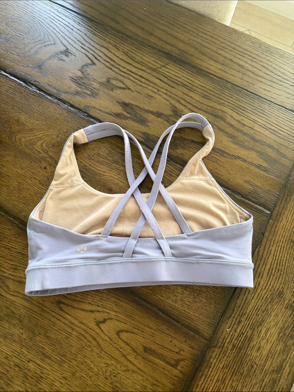 lululemon athletica Lilac Cross-Strap Sports Bra with Nude Lining